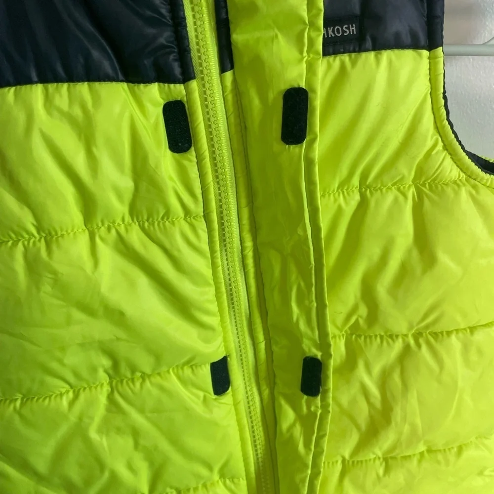OshKosh B'gosh Neon Yellow and Black Puffer Vest size 6